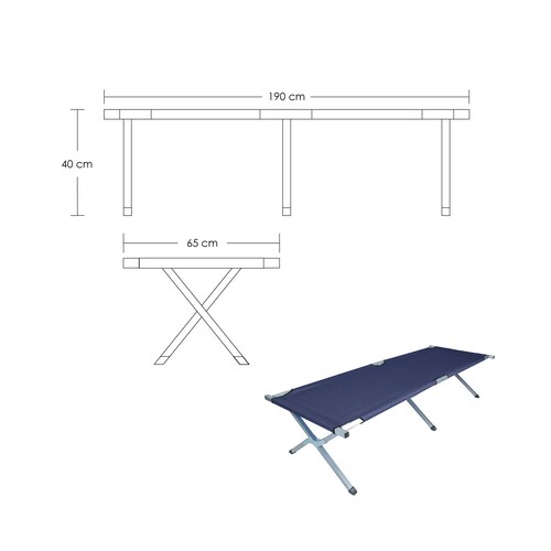 Camastro Plegable Camping, Cama Para Exterior Tipo Militar Azul Marino