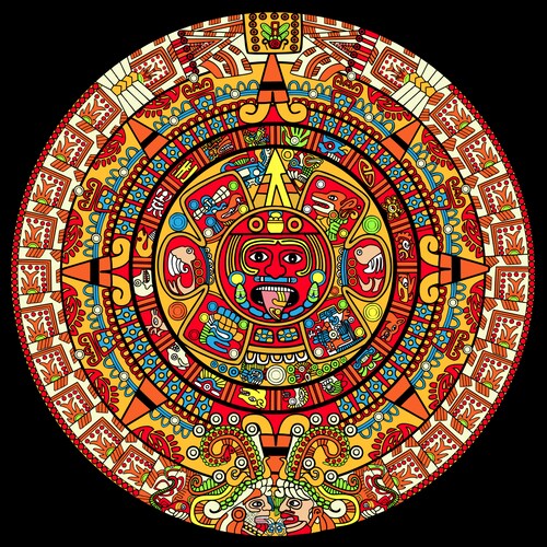 AxoloTee Playera Caballero - Calendario Azteca.