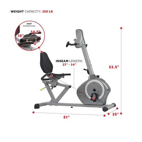 Bicicleta Reclinada con Ejercitador de Brazos Sunny Health & Fitness SF-RB4631