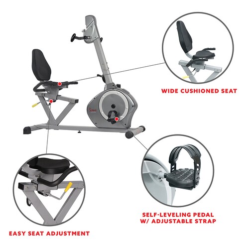 Bicicleta Reclinada con Ejercitador de Brazos Sunny Health & Fitness SF-RB4631