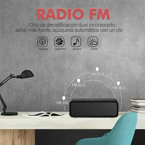 Bocina portátil Bluetooth negra
