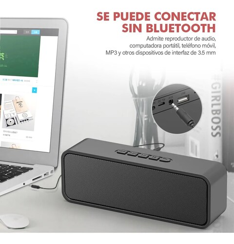 Bocina portátil Bluetooth negra