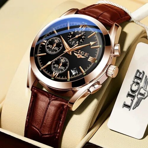 Lige Original Moda Casual Reloj Hombre Fecha Impermeable