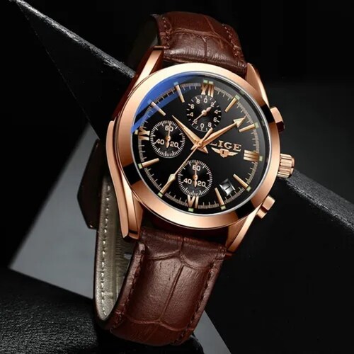 Lige Original Moda Casual Reloj Hombre Fecha Impermeable