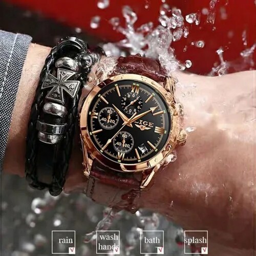 Lige Original Moda Casual Reloj Hombre Fecha Impermeable