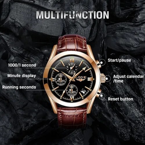 Lige Original Moda Casual Reloj Hombre Fecha Impermeable