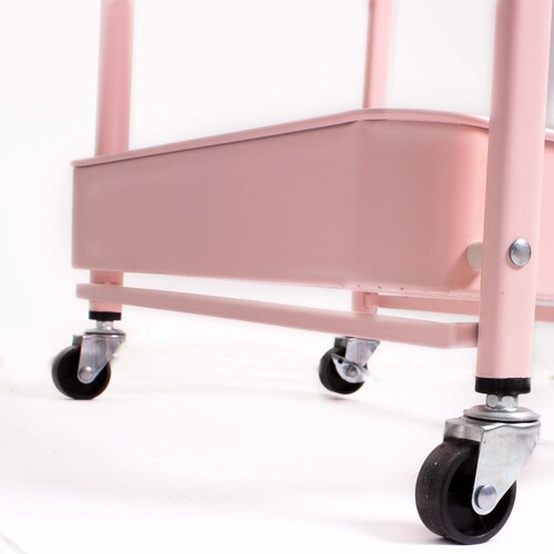 Carrito Organizador Multiusos Movible 3 Niveles Metálico ROSA.