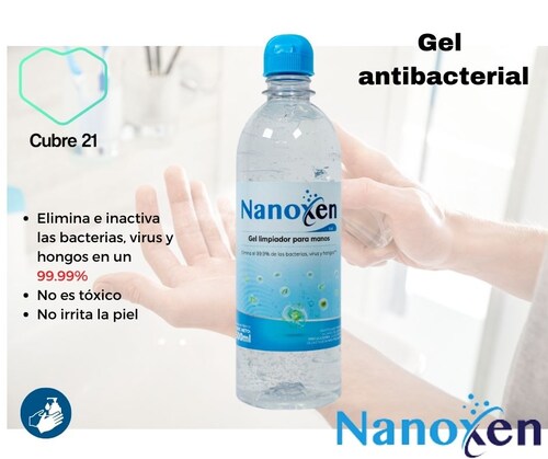 Gel Antibacterial 500 ml NanoXen sanitizante, Desinfectante