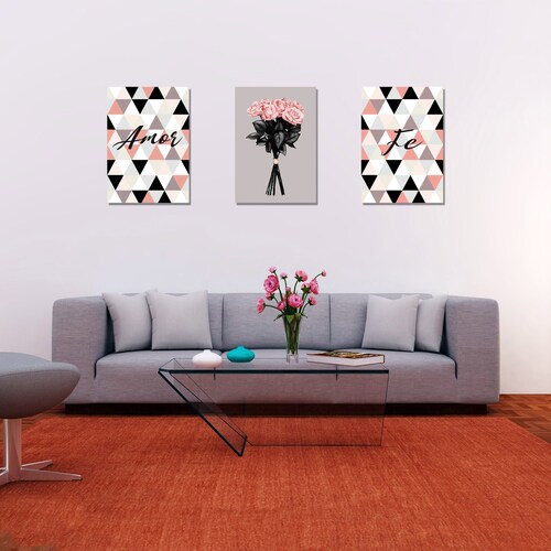 Cuadros Decorativos Set de 3 pzs Canvas fe y amor #2 60 X 90 cm