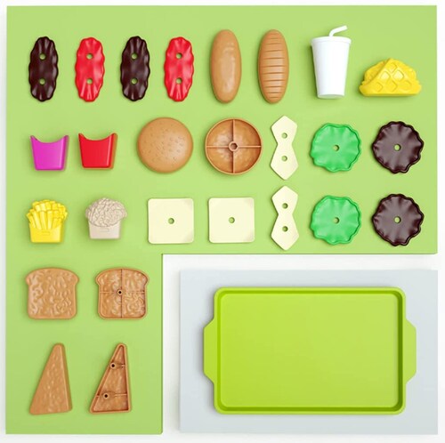 Set De Comida Didáctico Miniatura Snack Hamburguesa, Hot Dog