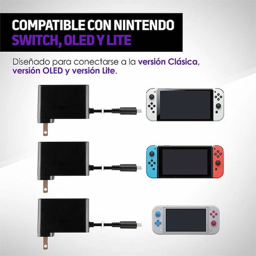 Cargador Nintendo Switch y Switch Lite de Pared (USB C) Redlemon.