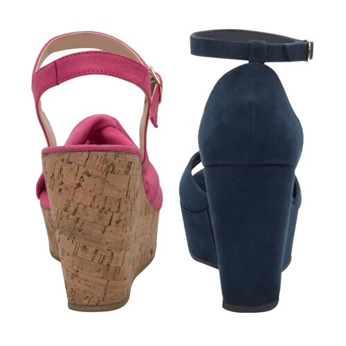 Kit de 2 pares de sandalias casuales marca Vi Line color rosa y azul marino, mod. 1034234