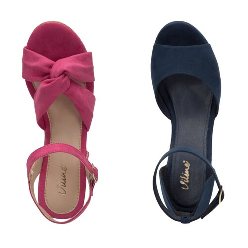 Kit de 2 pares de sandalias casuales marca Vi Line color rosa y azul marino, mod. 1034234