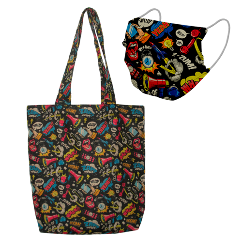 Bolsa tote Pop Art con cubrebocas 