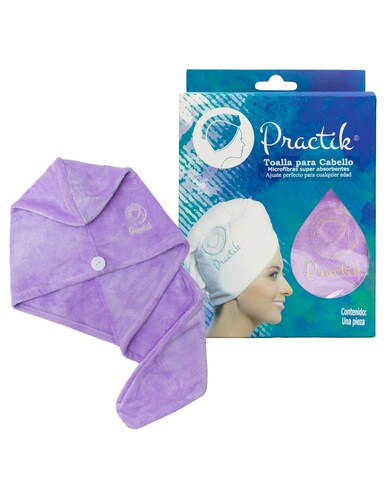 Toalla Turbante Para Pelo Ajustable Practik Lila