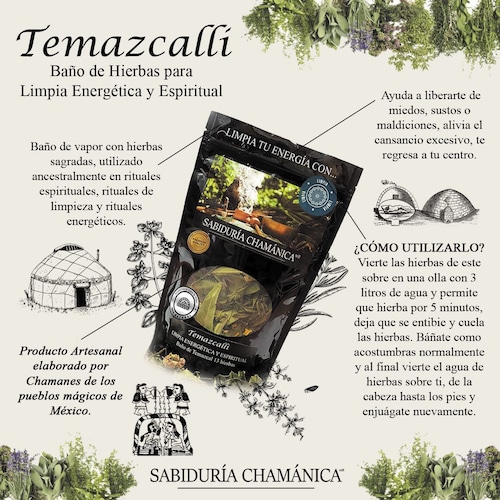 Baño de Hierbas Temazcalli 13 hierbas Limpia Energética y Espiritual, hierbas de baño, natural, artesania, temazcal, vapor, tina, pies, relajacion, meditacion, bienestar, herbal, naturaleza