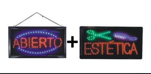 Letrero Led Abierto + Estética De 48cm X 25cm
