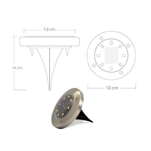 Lampara Solar De Piso 8 Leds Luces Para Exterior Impermeable