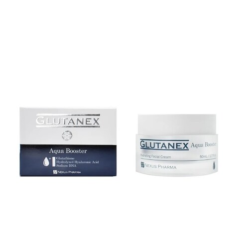 Crema Ultrahidratante GLUTANEX AQUA BOOSTER / Glutatión, Ácido Hialurónico, ADN Sódico / Antioxidante Aclarante e Hidratante / 50ml / De Corea del Sur