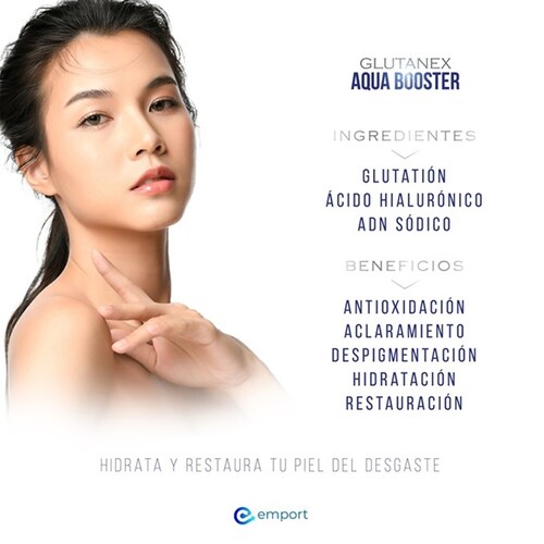 Crema Ultrahidratante GLUTANEX AQUA BOOSTER / Glutatión, Ácido Hialurónico, ADN Sódico / Antioxidante Aclarante e Hidratante / 50ml / De Corea del Sur