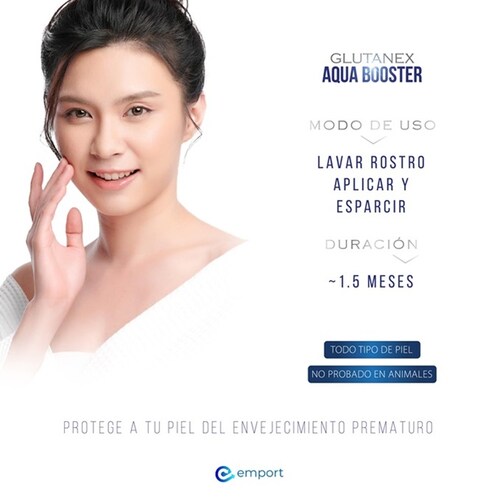 Crema Ultrahidratante GLUTANEX AQUA BOOSTER / Glutatión, Ácido Hialurónico, ADN Sódico / Antioxidante Aclarante e Hidratante / 50ml / De Corea del Sur