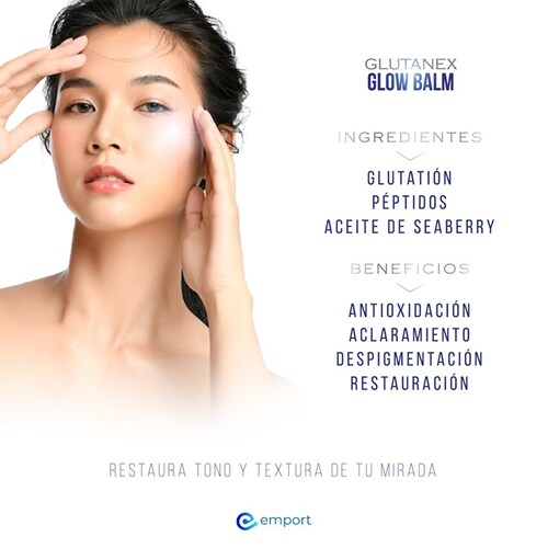 Bálsamo Contorno de Ojos y Ojeras GLOW BALM / Glutatión, Péptidos y Aceite de Seaberry / Antioxidación Aclarante y Reparadora / 9gr / De Corea del Sur