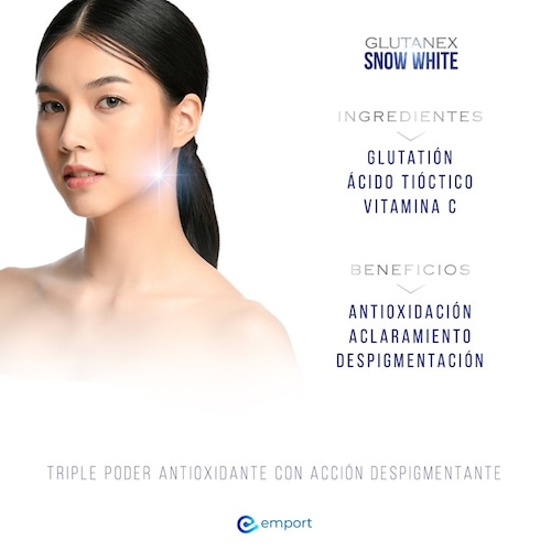 Crema de Día GLUTANEX SNOW WHITE / Glutatión, Ácido Tióctico, Vitamina C / Antioxidante Aclarante y Despigmentante / 50ml / De Corea del Sur