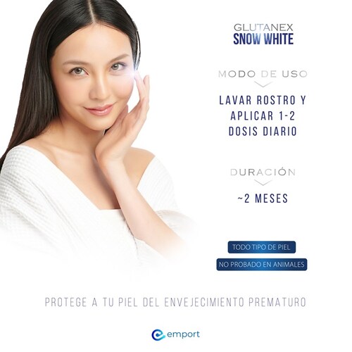 Crema de Día GLUTANEX SNOW WHITE / Glutatión, Ácido Tióctico, Vitamina C / Antioxidante Aclarante y Despigmentante / 50ml / De Corea del Sur