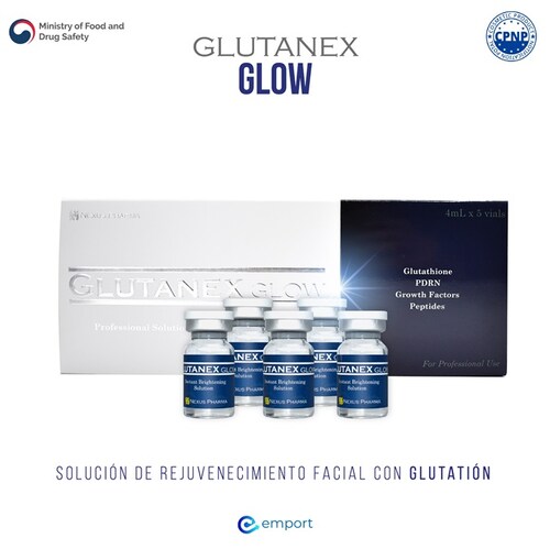 Solución GLUTANEX GLOW / Sistema de Rejuvenecimiento Facial / Glutatión, PDRN, Péptidos y EGF's / Antioxidación, Aclaramiento, Despigmentación, Brillo y Regeneración / De Corea del Sur