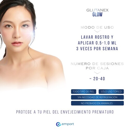 Solución GLUTANEX GLOW / Sistema de Rejuvenecimiento Facial / Glutatión, PDRN, Péptidos y EGF's / Antioxidación, Aclaramiento, Despigmentación, Brillo y Regeneración / De Corea del Sur