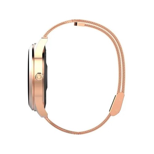 Smartwatch Kingwear KW10 1.04" caja de acero inoxidable dorada, malla dorada de acero inoxidable y bisel dorado