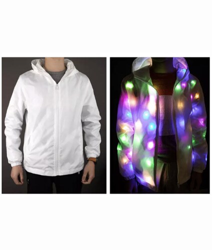 Chamarra Rompevientos Ligera Luz Led Talla M Jacket Rave Party 