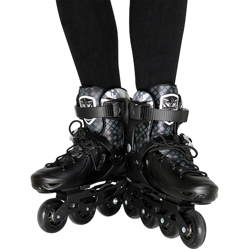 Patines En Linea Profesionales Riel Aluminio Llantas 80 mm Negro Talla Mediana