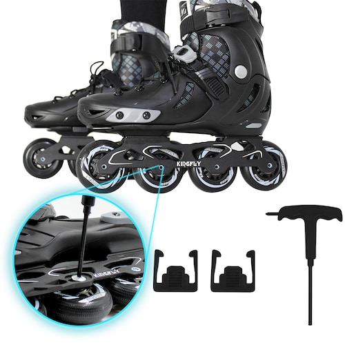 Patines En Linea Profesionales Riel Aluminio Llantas 80 mm Negro Talla Mediana