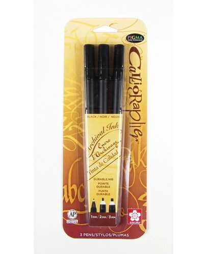 Set 3 Plumones Caligrafía 3 Puntas Pigma Calligrapher Sakura