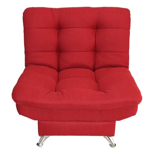 Sofá Cama Individual Sillón Reclinable y Taburete Moderno Lino Rojo