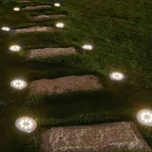 Lampara Solar De Piso 8 Leds Luces Para Exterior Impermeable (luz amarilla)