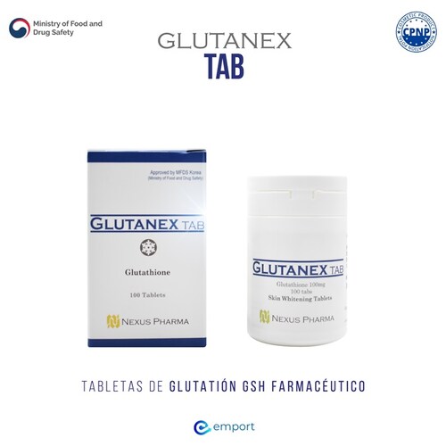 Glutatión GSH Glutanex TAB / Purificación Grado Farmacéutico con Aval Regulatorio / SIN Lácteos Soya Gluten Pescado Crustáceos Vitaminas Azúcares / De Corea del Sur