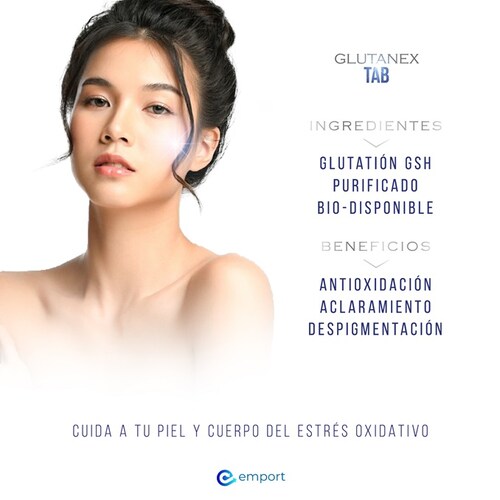 Glutatión GSH Glutanex TAB / Purificación Grado Farmacéutico con Aval Regulatorio / SIN Lácteos Soya Gluten Pescado Crustáceos Vitaminas Azúcares / De Corea del Sur