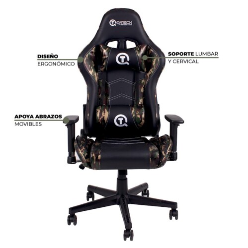 Silla Gamer Ergonómica Reclinable Militar Verde