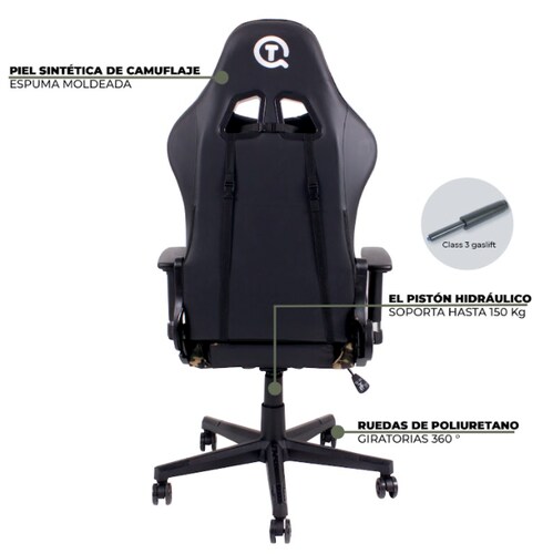 Silla Gamer Ergonómica Reclinable Militar Verde