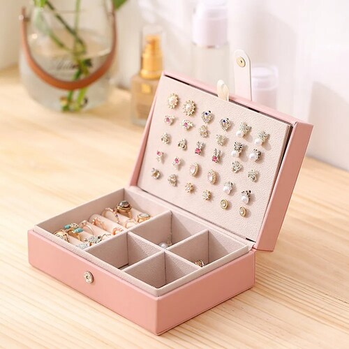 Estuche Joyero Aretes & Anillos Rosa