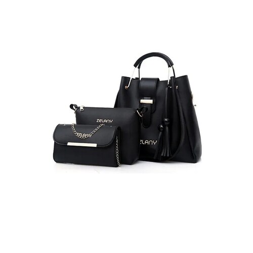 Set 3 Bolsas Bandolera Mujer Cosmetiquera Cartera Borla Logo