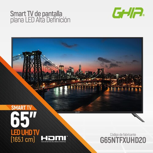 Televisión de 65'' Ultra HD 4K, Smart Netflix, Ghia Orizzonte G65NTFXUHD20