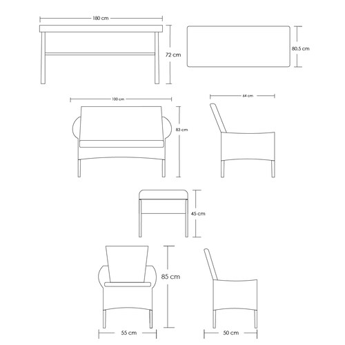 Comedor para Exteriores De 6 Piezas Mimbre Cafe Vidrio Templado Sofa para jardín