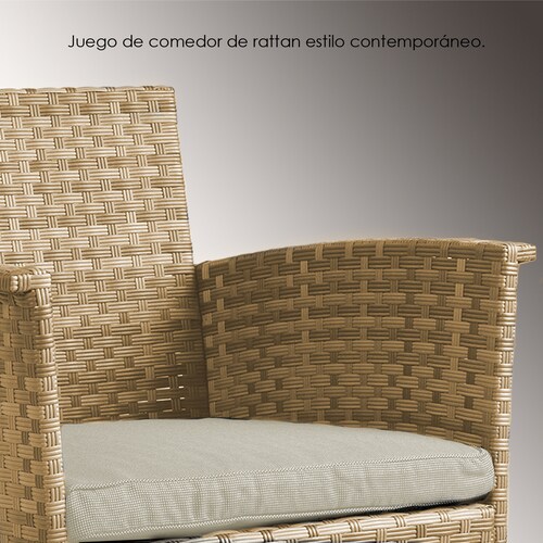 Comedor para Exteriores De 6 Piezas Mimbre Cafe Vidrio Templado Sofa para jardín