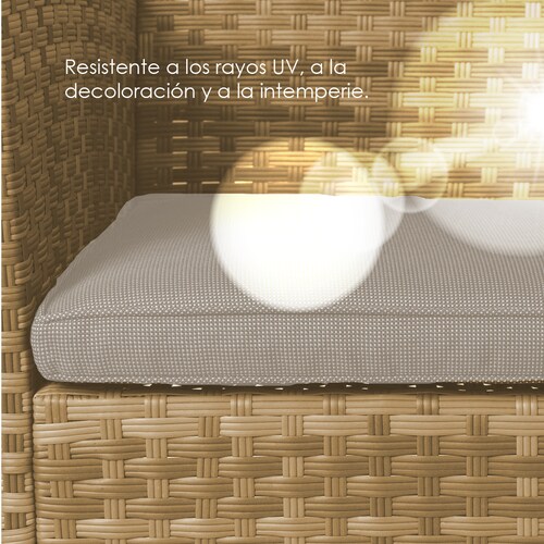 Comedor para Exteriores De 6 Piezas Mimbre Cafe Vidrio Templado Sofa para jardín