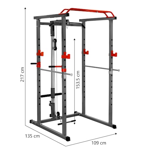 Jaula de Entrenamiento Multifuncional con Barra para Dominadas, Soporte para Dips, Barras de Seguridad