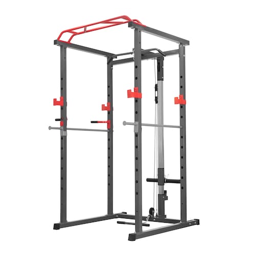 Jaula de Entrenamiento Multifuncional con Barra para Dominadas, Soporte para Dips, Barras de Seguridad