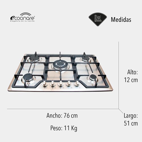 Parrilla A Gas Lp y Gas Natural Plateada Acero Inoxidable 5 Quemadores 120v